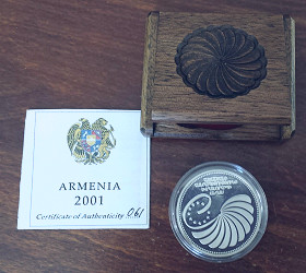 100 DRAM 2001 ARMENIA RARE SILVER PROOF COIN YEAR KM#87 COUNCIL EUROPE BOX  COA | MA-Shops